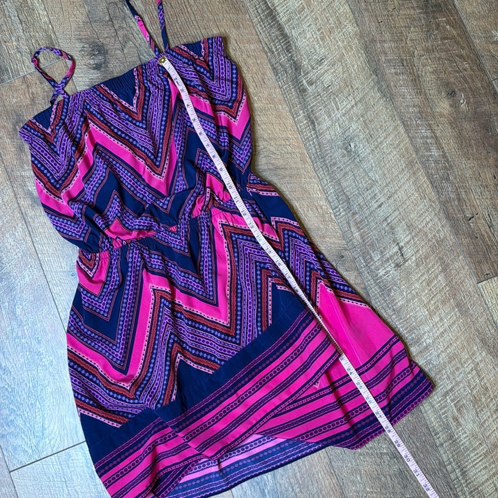 Express chevron strapless/spaghetti strap mini dress pink purple y2k - Picture 10 of 10